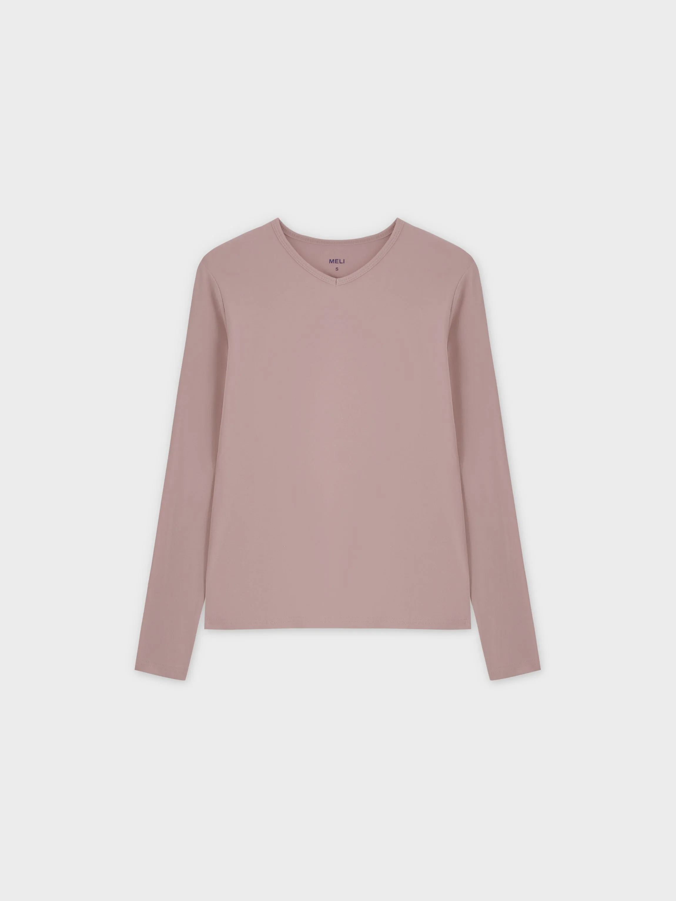 Basic High V Tee LS-Blush
