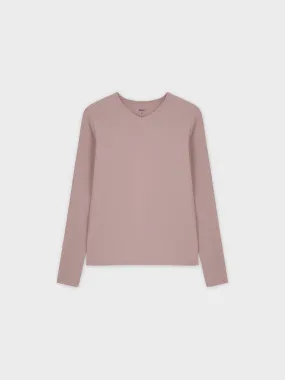 Basic High V Tee LS-Blush