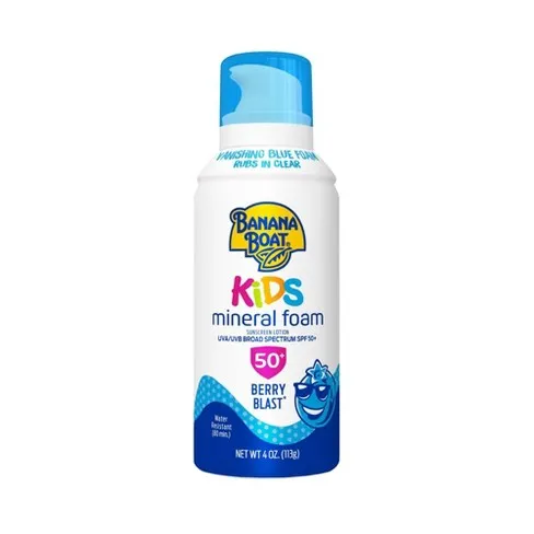 Copy of Banana Boat Kids Vanishing Color, Berry Blast Mineral Sunscreen Foam SPF 50, 4oz.