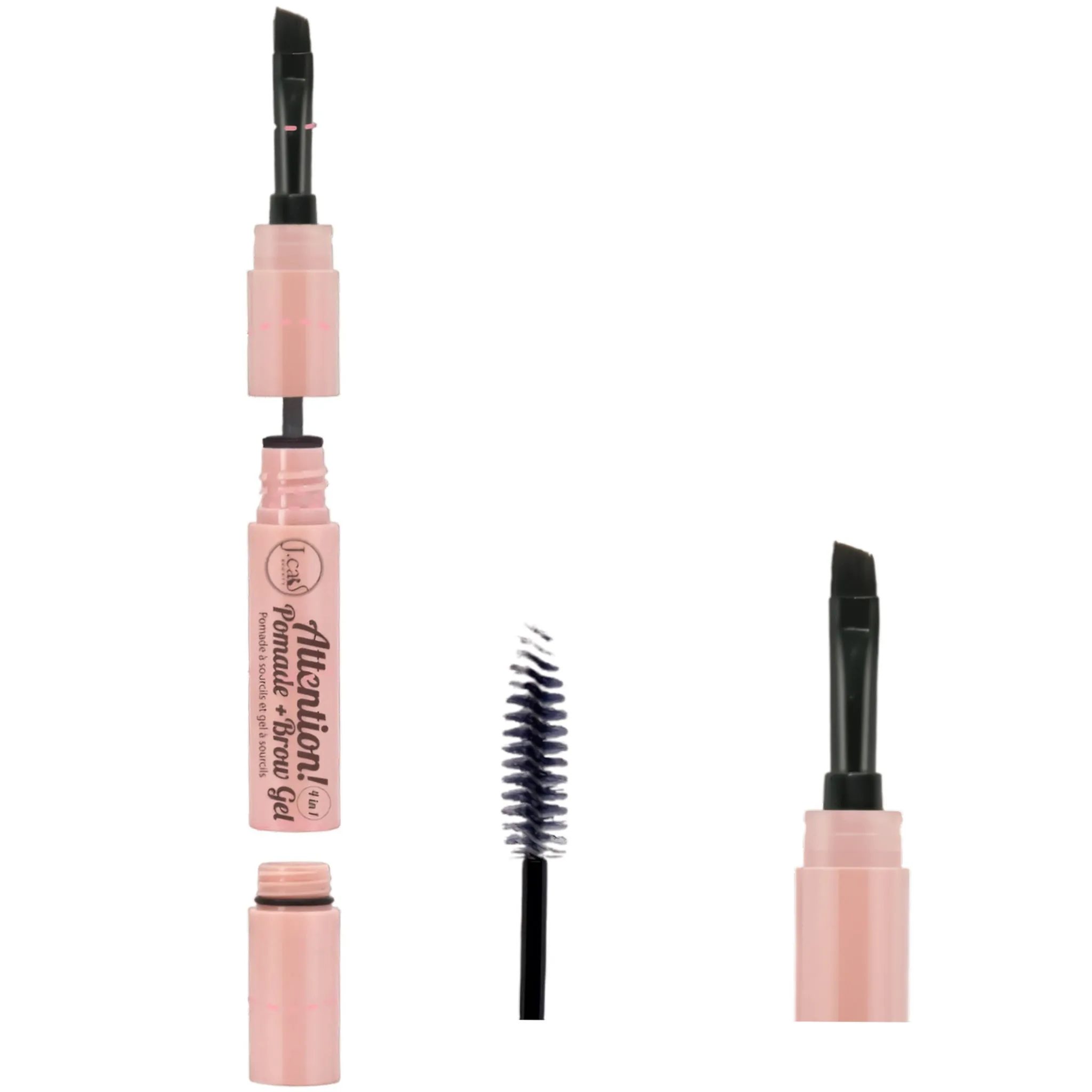 J.Cat Beauty Attention! 4 In 1 - Pomade   Brow Gel Dark Brown - Wholesale 6 Units (PBG102)