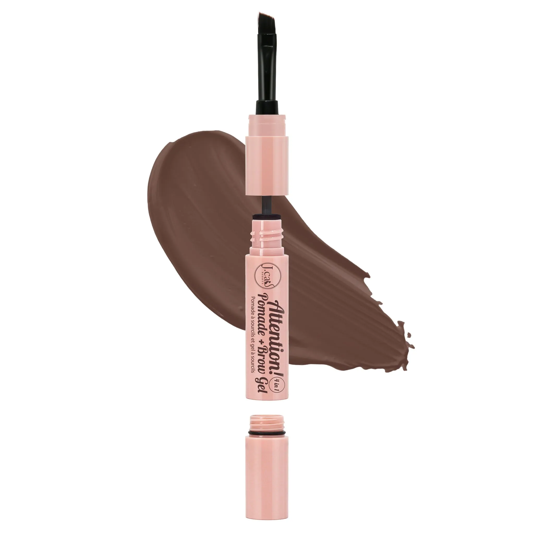 J.Cat Beauty Attention! 4 In 1 - Pomade   Brow Gel Dark Brown - Wholesale 6 Units (PBG102)
