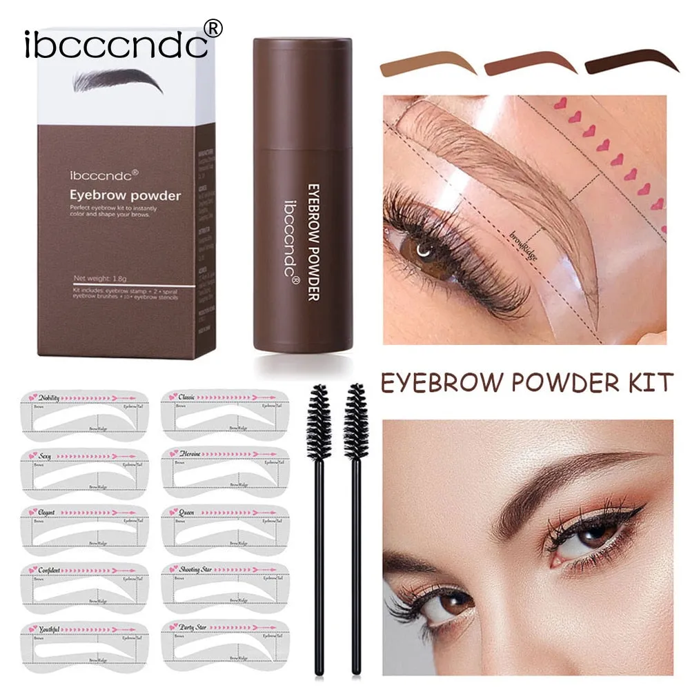 New Eyebrow Stamp Shaping Makeup Waterproof Brow Powder for Eyebrow, 6 Colors
