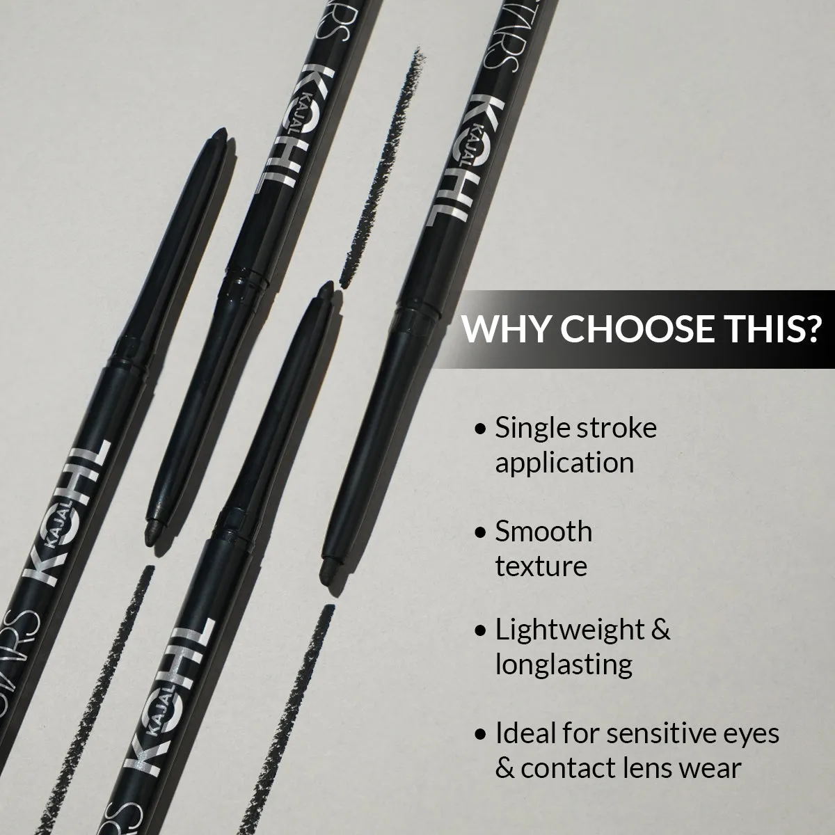 Stars Cosmetics Waterproof Smudge-proof Long stay Kajal Pencil (Black) 0.3g